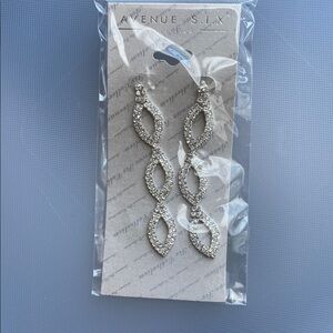 Avenue S.I.X  Collection Silver Diamanté Dangle Earrings